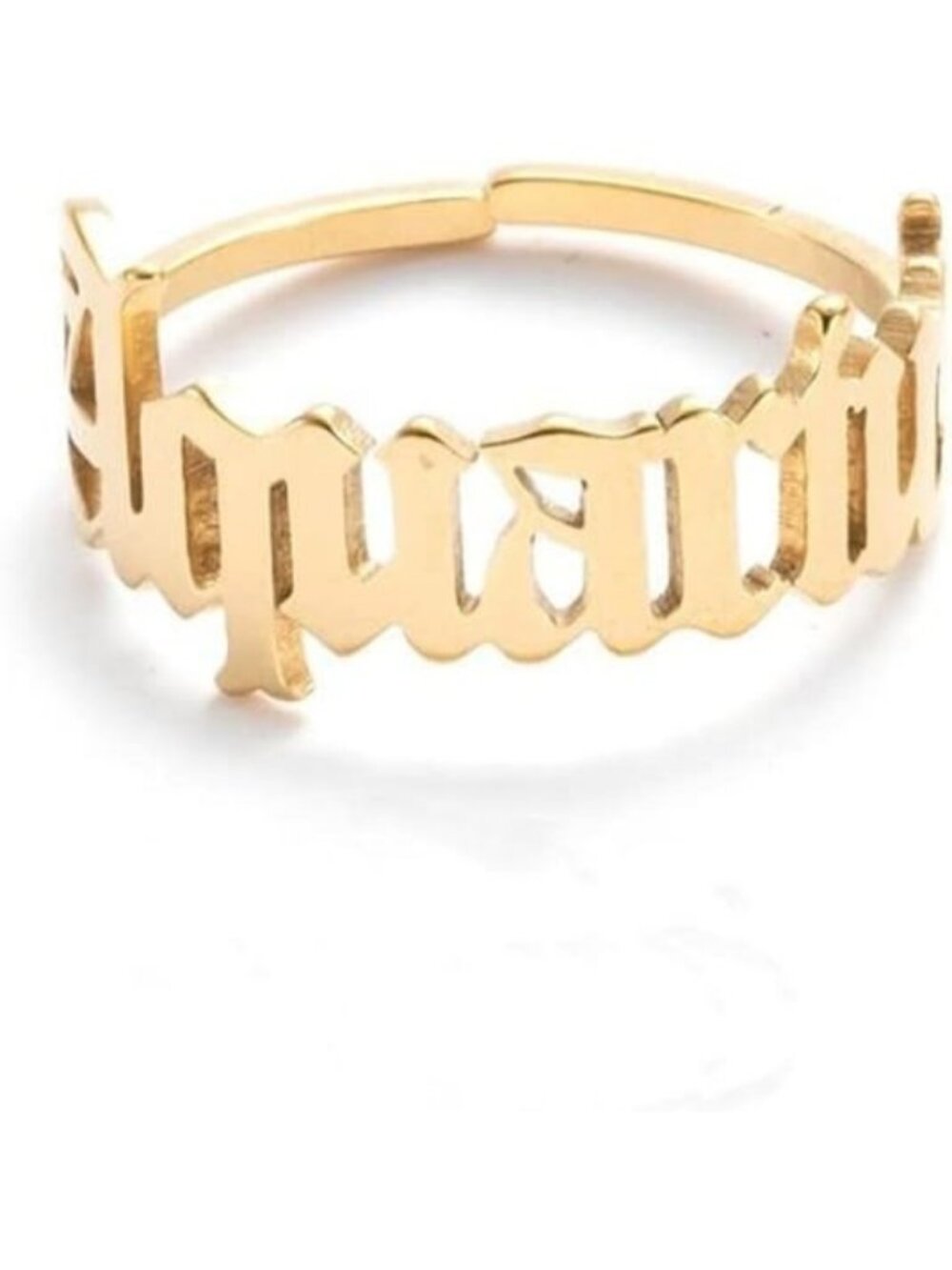 Gold Aquarius Constellation Zodiac Old English Adjustable Steel Zodiac Sign Ring